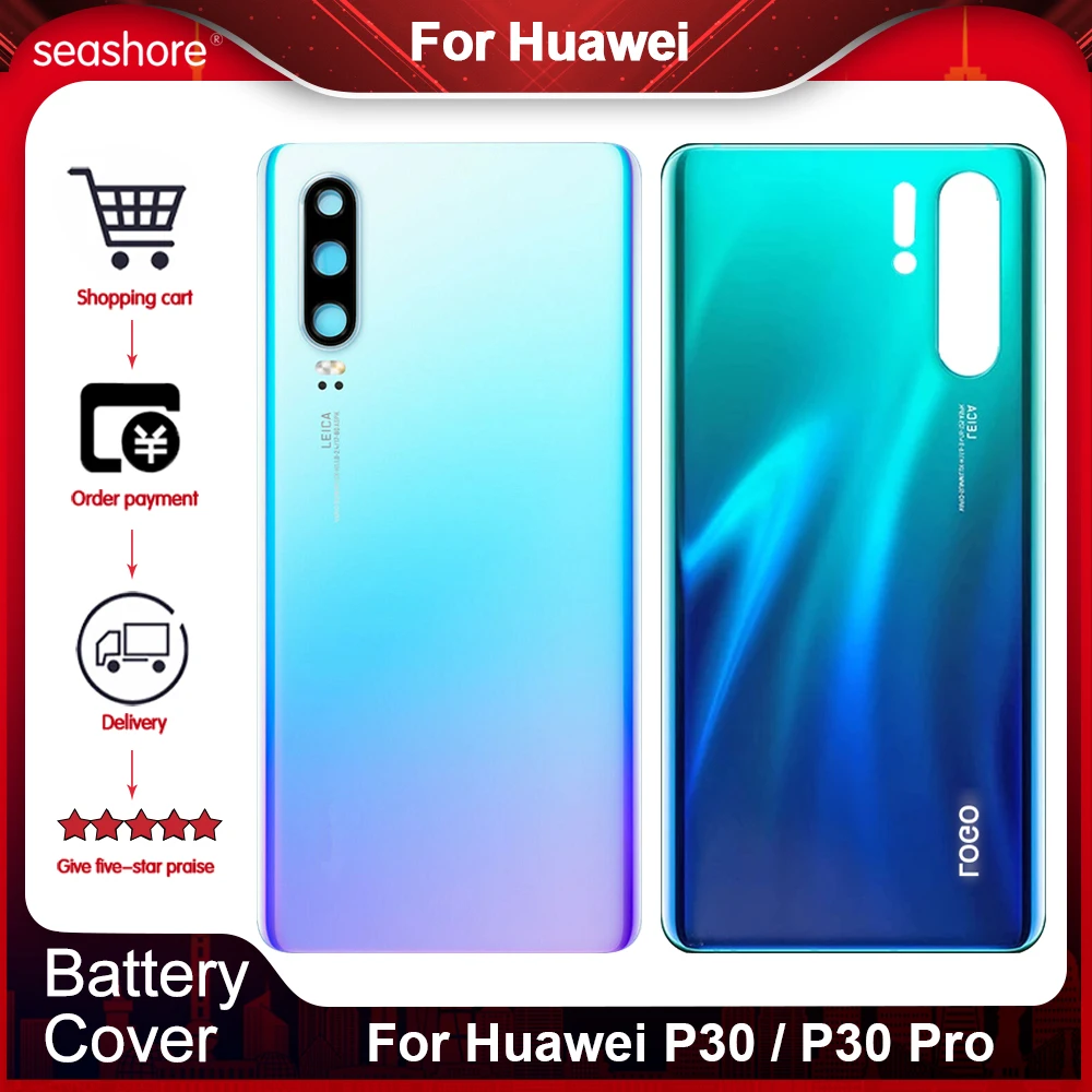 Cubierta de bater&iacute;a Original para Huawei P30 Pro, carcasa trasera, piezas de repuesto-0