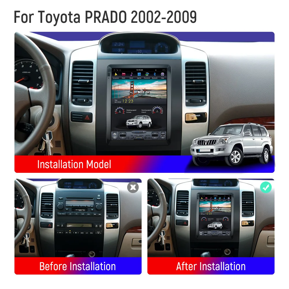 

Для Toyota Land Cruiser Prado 120 2002 - 2009 стерео автомобильное радио мультимедийный видеоплеер экран в стиле Tesla GPS навигация 2 DIN
