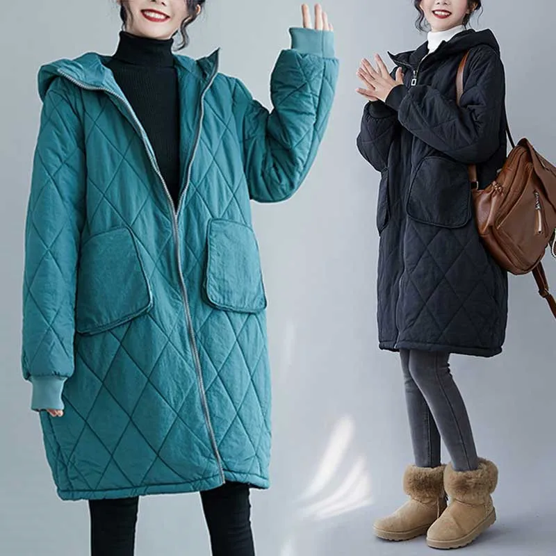 

Женское осенне-зимнее пальто, новинка 2021, пальто, свободная одежда с капюшоном и карманами, повседневные куртки, женская верхняя одежда