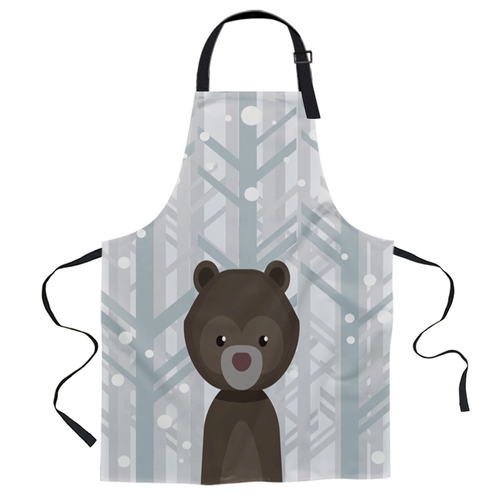 

Winter Snowing Forest Bear Cartoon Aprons for Women Men Kid Cooking Baking Apron Kitchen Utility Equipment Accessories