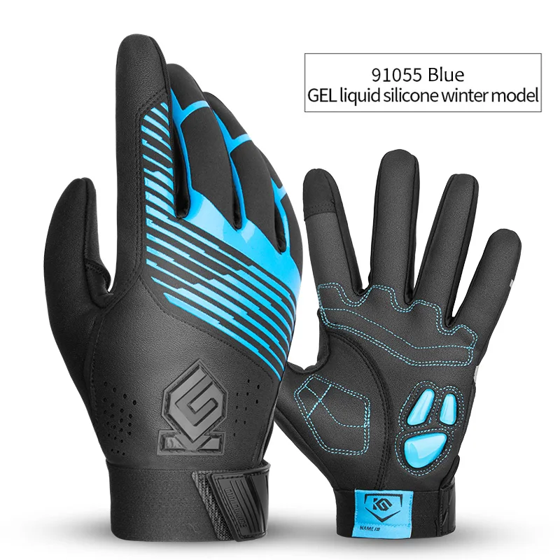 91055 Blue Winter CoolChange, велосипедные перчатки, зимние, термальные, водонепроницаемые, велосипедные перчатки, длинные пальцы, сенсорный экран, на запястье, с пряжкой, велосипедные перчатки для мужчин и женщин - Цвет: 91055 Blue Winter