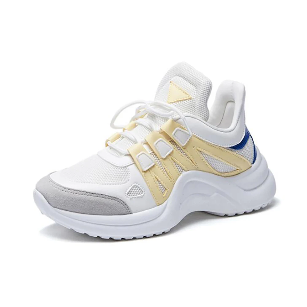 Сезон зима-весна Женские кроссовки на шнуровке с круглым носком Дышащая обувь