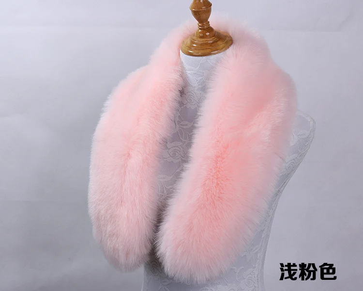 light pink Qearlstar воротник из искусственного лисьего меха для женщин и мужчин Детское пальто шарф куртка капюшон Теплый меховой Декор роскошный шаль шарфы многоцветный ZKG04 - Цвет: light pink