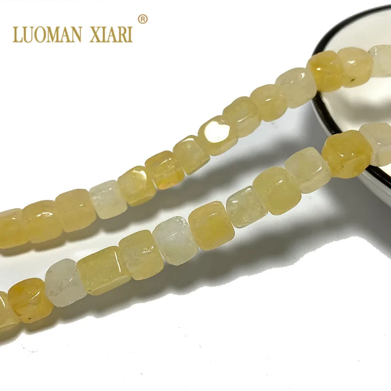 

Natural Stone Nearly Square Spacer Beads Yellow Jades For Jewelry Making DIY Bracelet Necklace Handmade Materials 15''