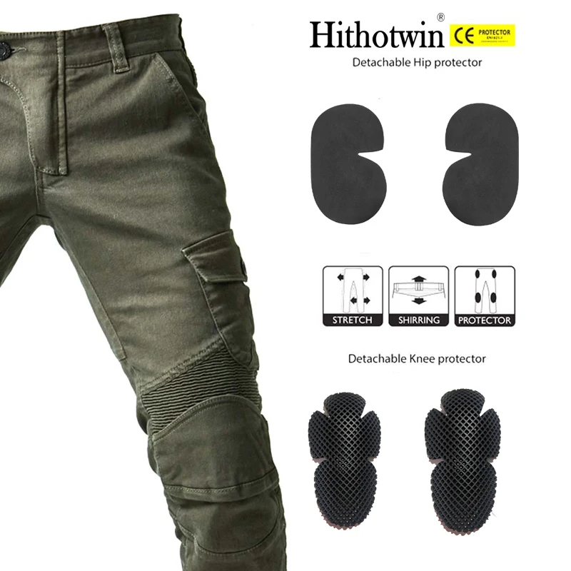 Армейские зеленые джинсы UBS06 мужские мотоциклетные защитное снаряжение брюки