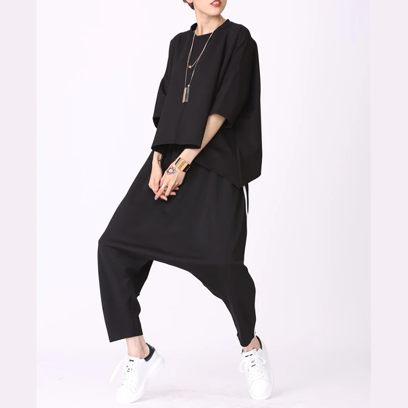 XITAO Черная Женская футболка с молнией сзади Лоскутная размера плюс повседневная