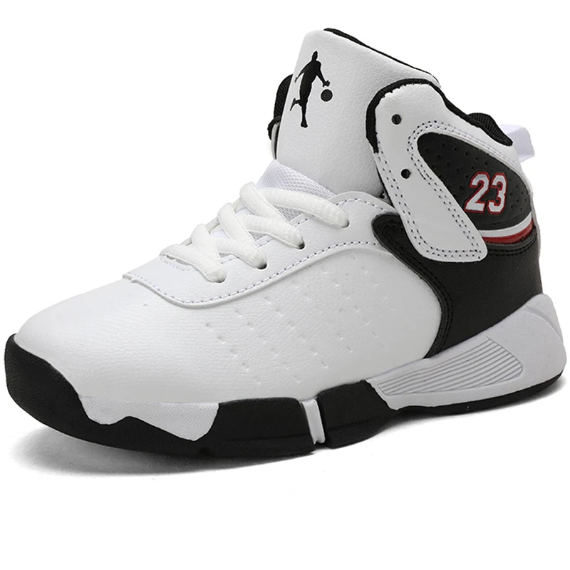 Кроссовки детские кожаные на толстой подошве брендовые баскетбольные кеды