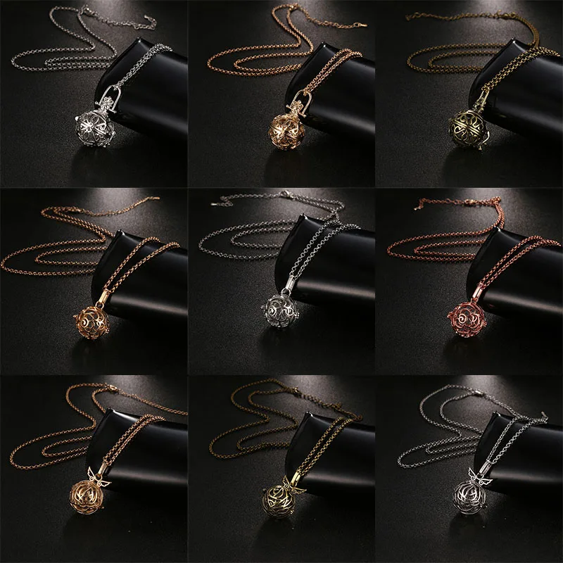 

New Mexico Chime Music Piano Ball Locket Vintage Necklace Angel Wings Sweater Chain Pendant Aroma Essential Oil Diffuser Jewelry