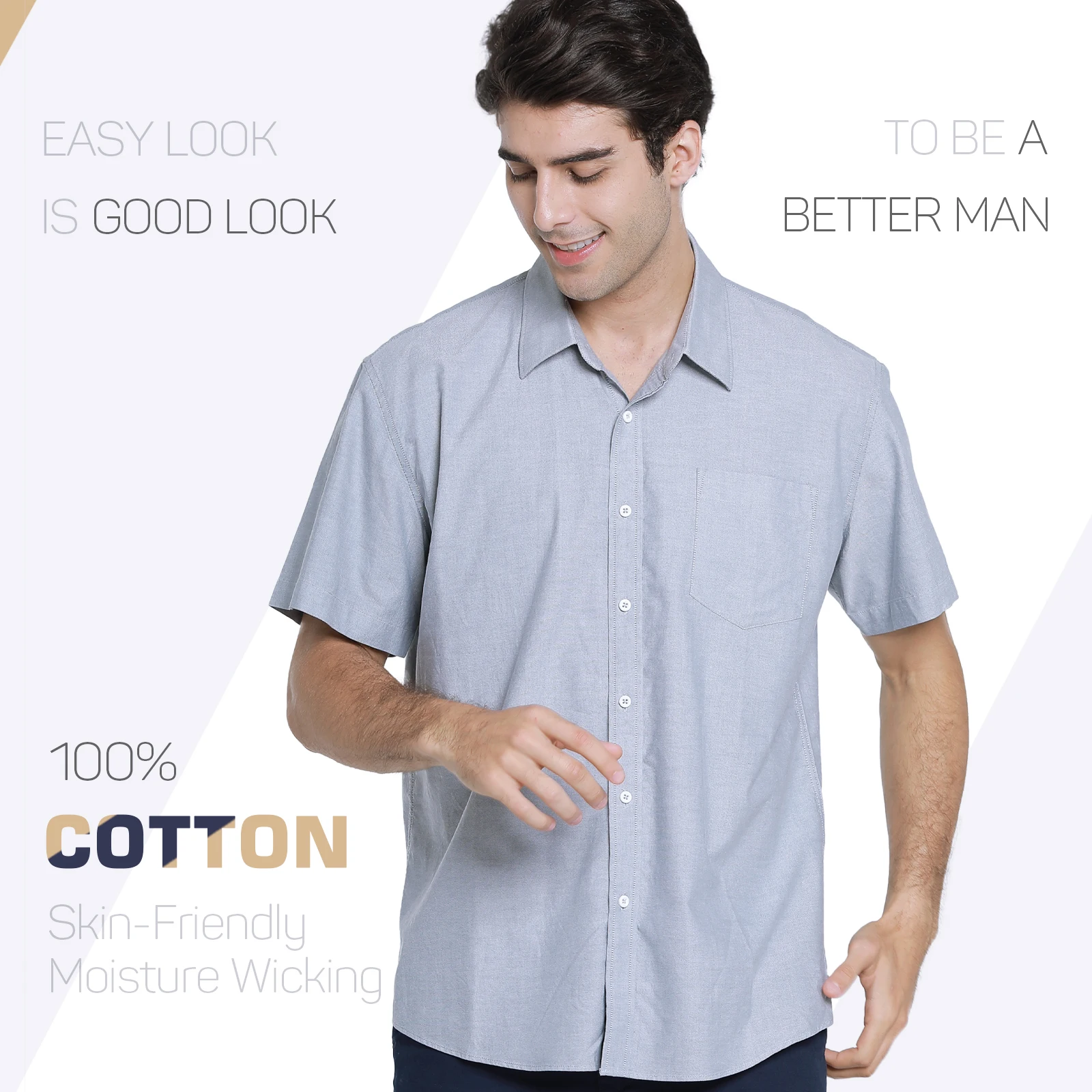 

100% Cotton Men Shirts New Brand Short Sleeve Mens Solid Color Shirts Summer Casual Beach Blouses Breathable Chemise Homme