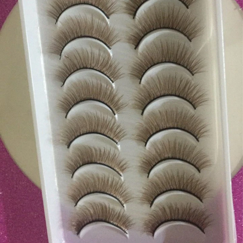 Новые 10 пар натуральные длинные накладные ресницы толстые коричневые