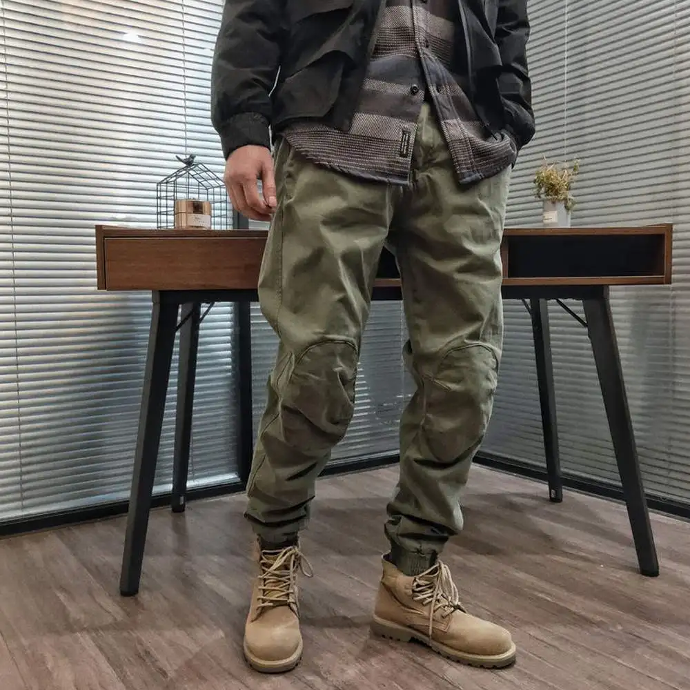 

Autumn Spring Retro Wash Men Solid Cargo Pants Military Navy Blue Khaki Streetwear Joggers Cotton Homme Casual Brand Trousers