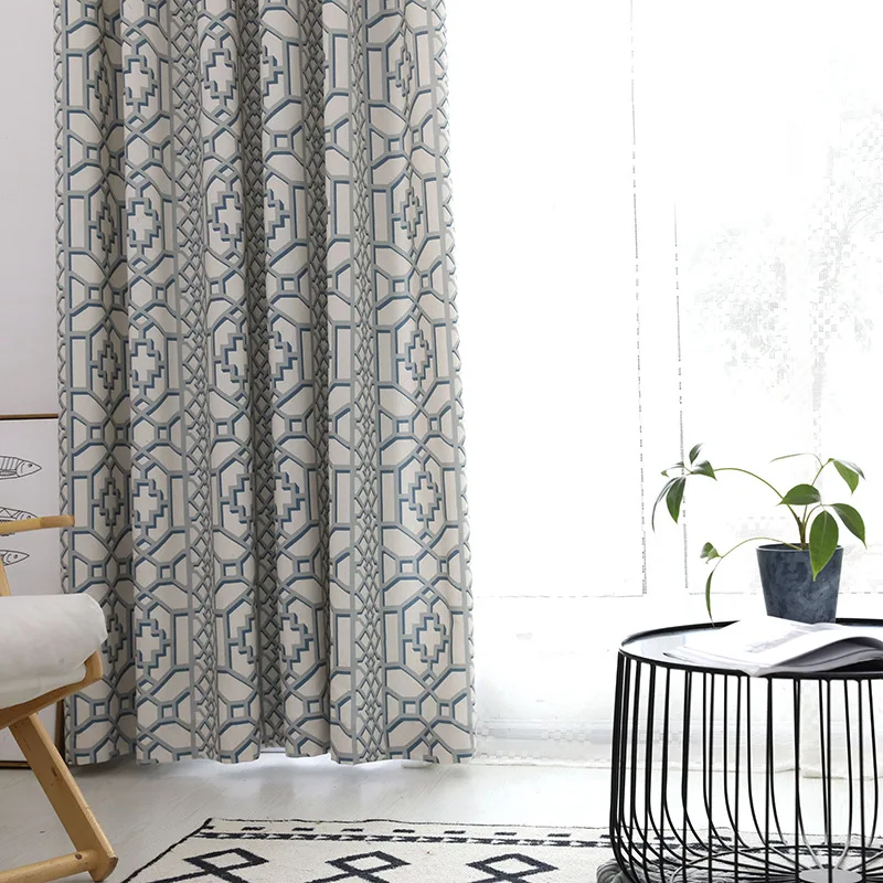 

Modern Chinese Cotton And Linen Printing Curtains For Living Dining Room Bedroom.