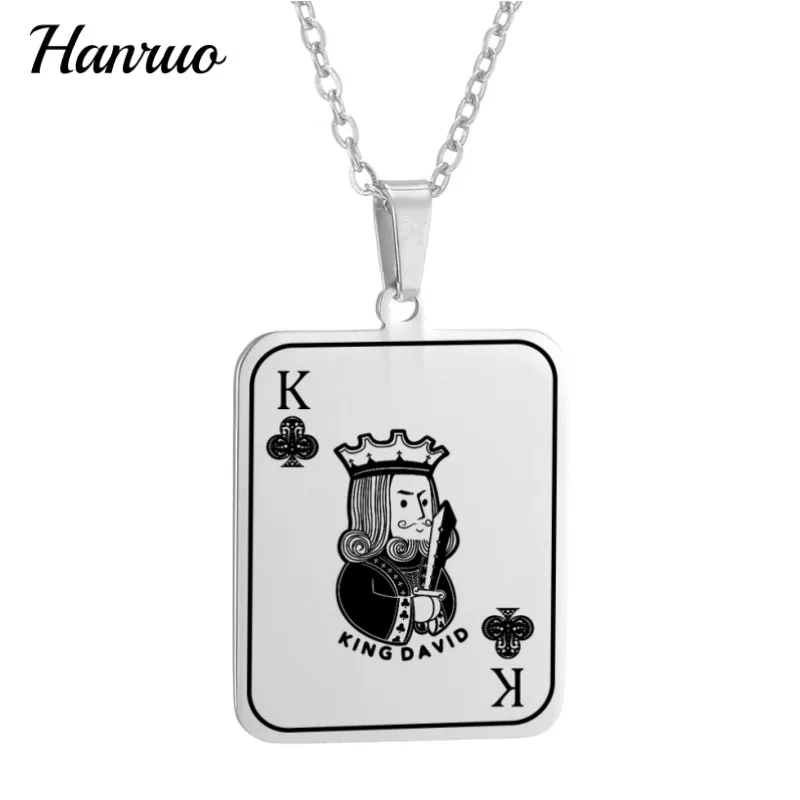 

Lucky Ace Of Spades Necklace Personalized Custom Photo Necklaces for Men Stainless Steel King Queen Playing Cards Poker Jewelry