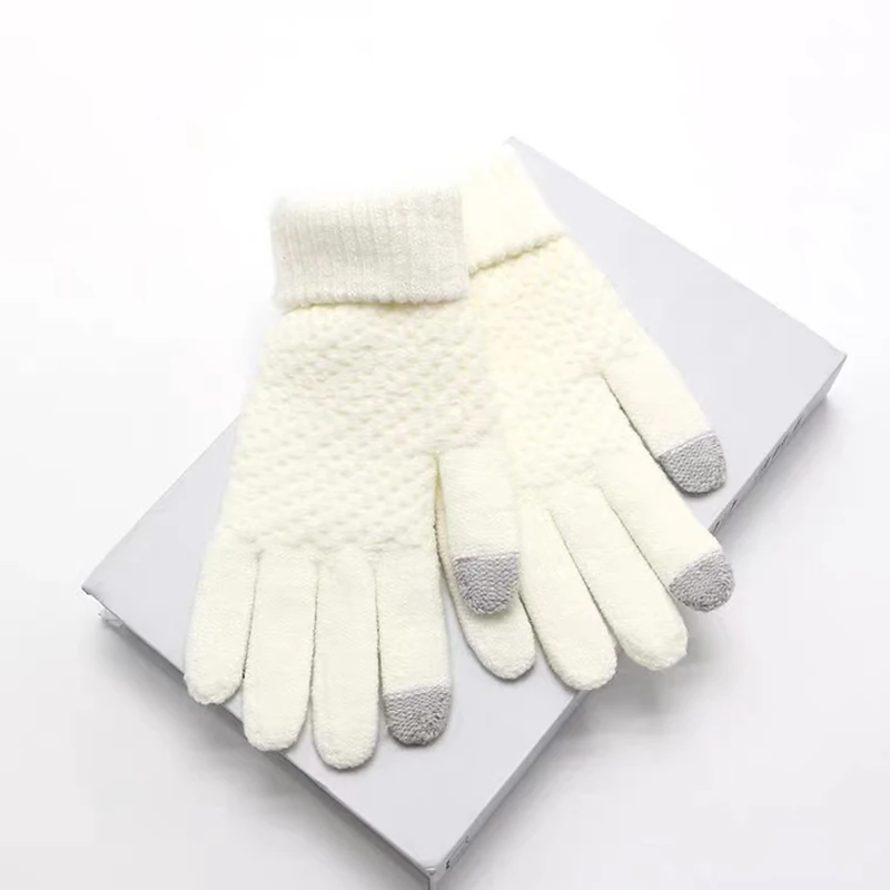 

Winter Touchscreen Sensitive Touch Warm Knitted Gloves For Men And Women Cashmere Soft And Elastic Full Fingers Fashion Design