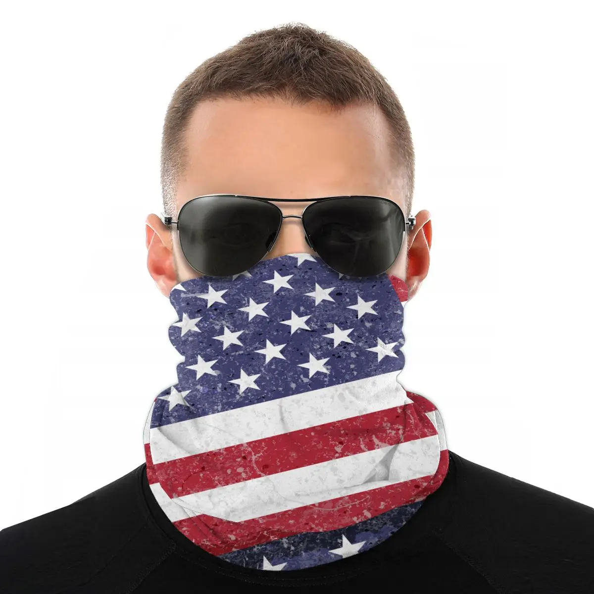 

Vintage Grunge American Flag Scarves Neck Face Mask Unisex Halloween Neck Warmer Balaclava Bandanas Dustproof Headband Cycling