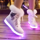 Зимняя женская обувь, светодиодные светящиеся ботинки, утолщенные теплые плюшевые кроличьи зимние ботинки, светящаяся танцевальная обувь из хлопка, детские подарки для девочек