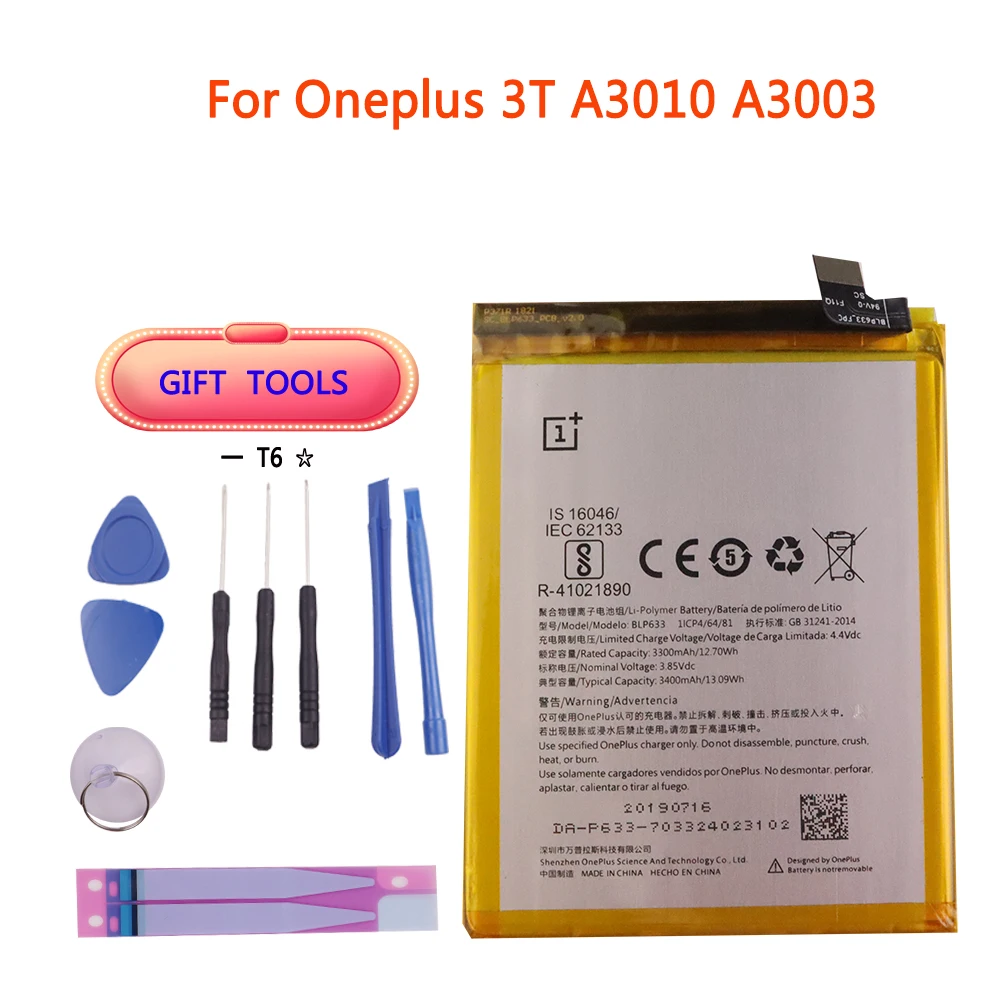 Оригинальная замена Батарея для OnePlus 3 3t 5/5T 2 1 BLP571 BLP597 BLP613 BLP633 BLP637 за + 6 6T 7 Pro
