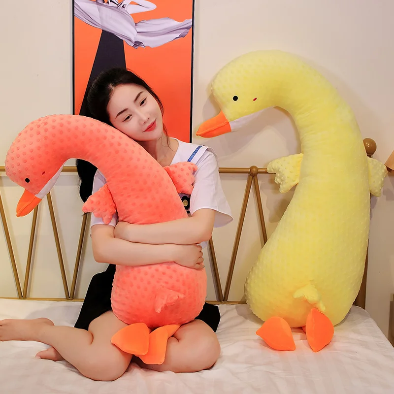 

Huge Simulation Fluffy Lying Duck Plush Toy Cute Animal Popular Stuffed Swan Pillow Mat Fashion Doll Girls Birthday Xmas Gift