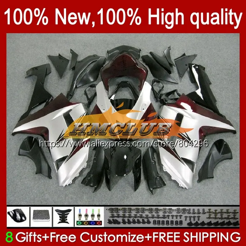 

Обтекатели для KAWASAKI NINJA 600CC ZX 6R ZX-636 ZX6R 07 08 76No.60 ZX-6R ZX600 ZX636 ZX Red silver hot 636 6 R 2007 2008