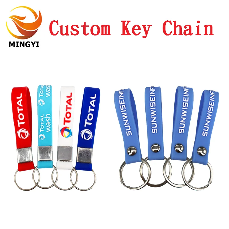 100PCS Custom Silicone Keyrings Personalized Customized Keychains Free Shipping from China
