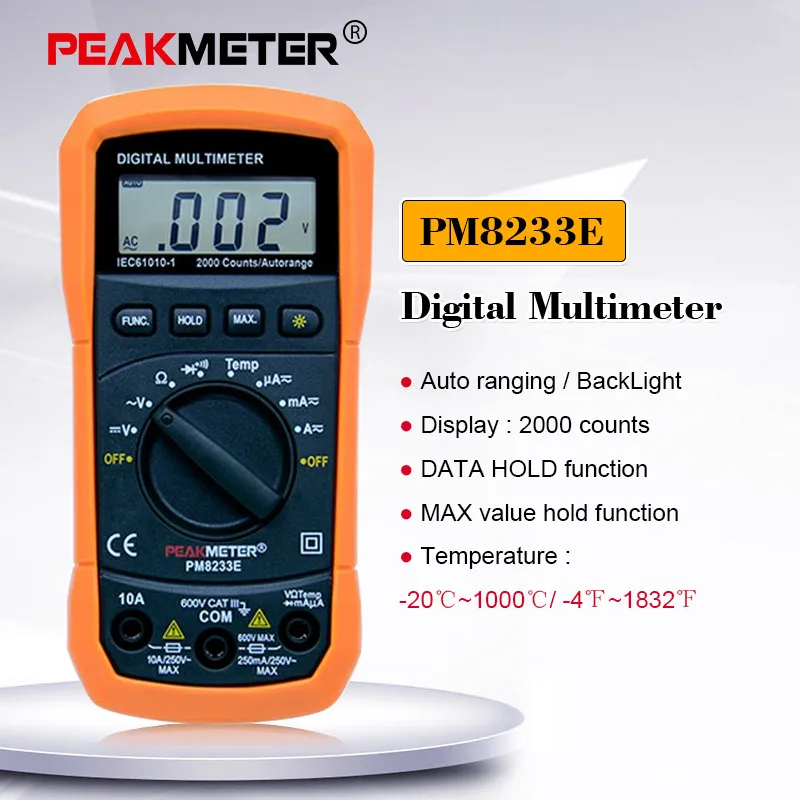 Цифровой мультиметр PEAKMETER PM8233E Портативный Многофункциональный Вольтметр