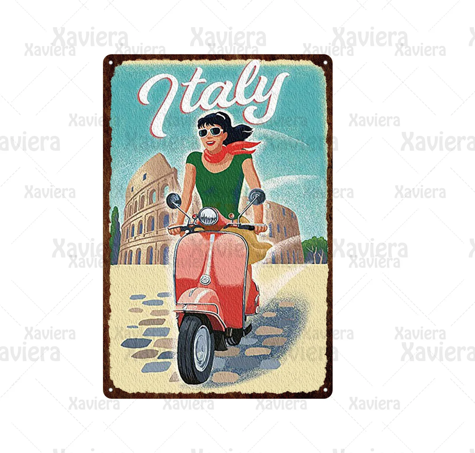 

Motorcycle Travel Metal Tin Sign Famous Tourist City Retro Metal Plaque Home Decoration Bar Garage Club Vintage Art Metal Plate