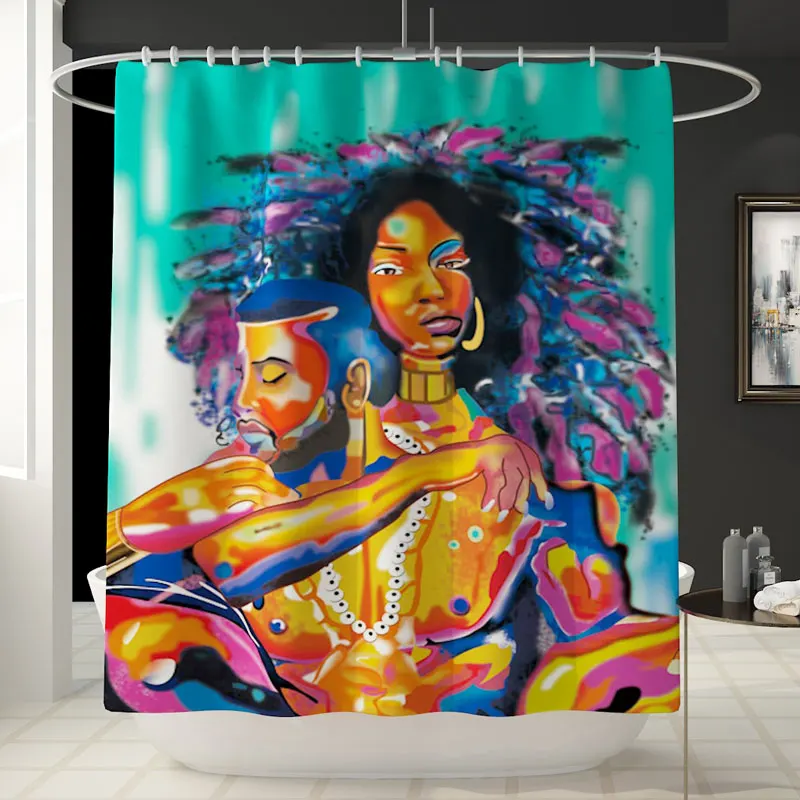Замок любви Африканский пара для боди арта с Водонепроницаемый душ Шторы