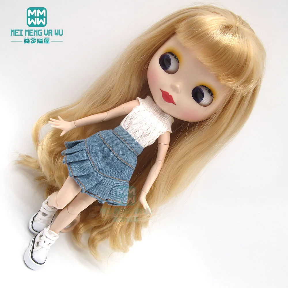 Одежда для кукол Blyth свитер + джинсовая юбка кроссовки аксессуары Azone1/6 | Игрушки и