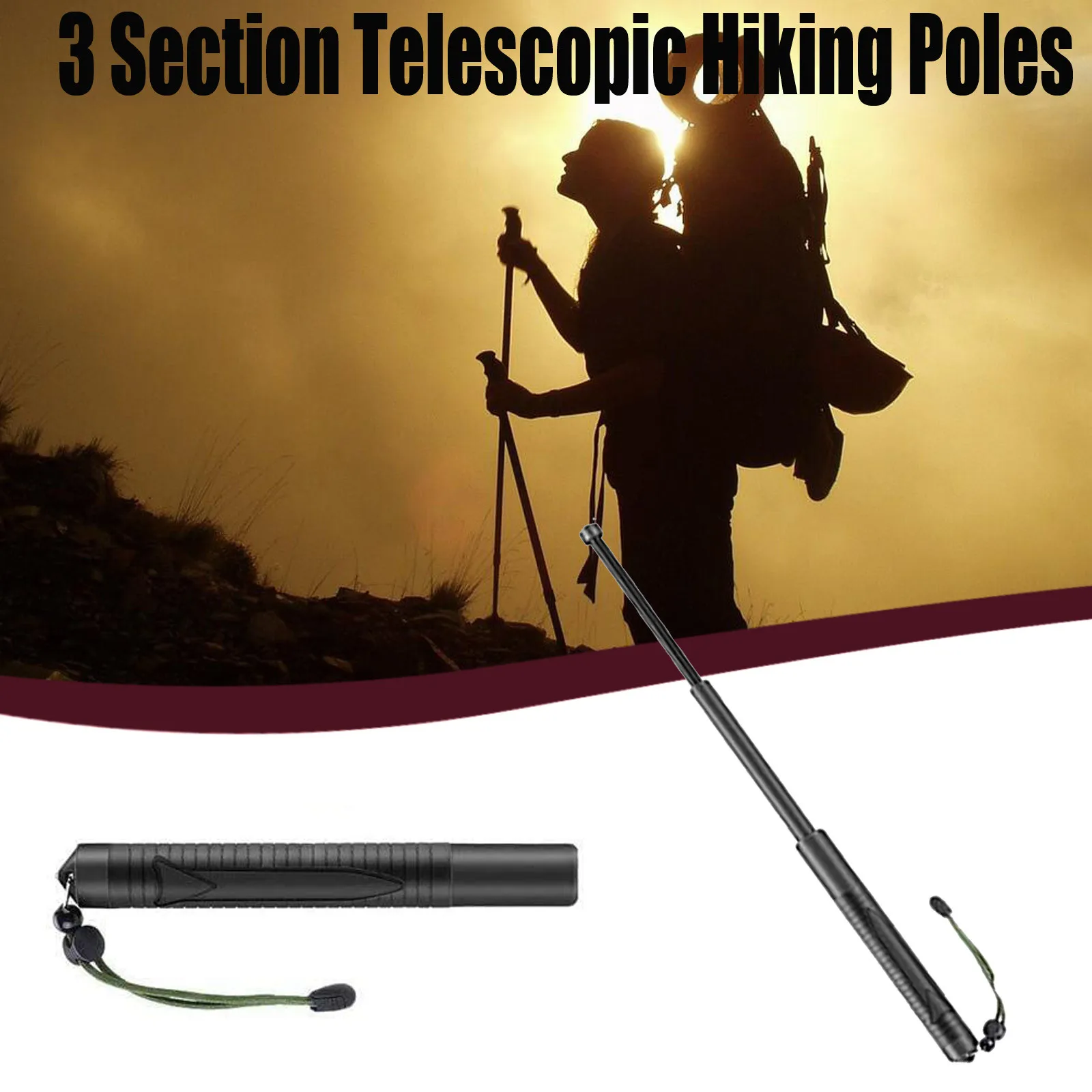 

3 Sec Telescopic Hiking Poles Foldable Hiking Poles 55 cm Wild Survival Supplies Trekking Pole Adjustable Hiking Walking Sticks