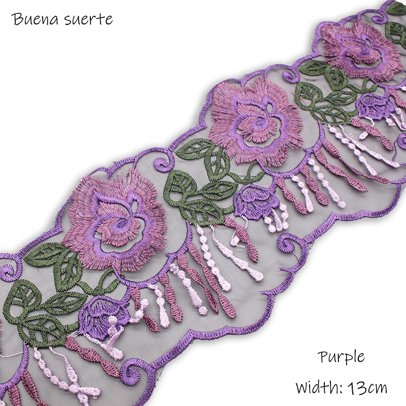 1 ярда в ширину 13 см Высокое качество желтый фиолетовый розовый 3d цветок