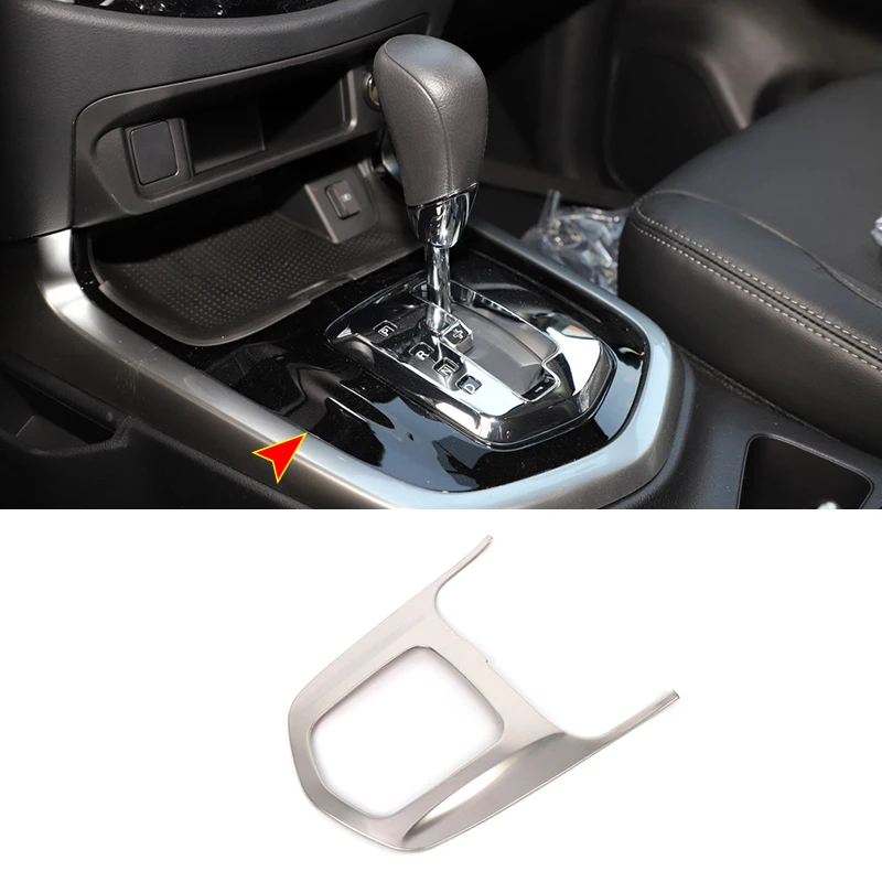 

For Nissan Navara 2017-2020 Stainless Silvery Car gear shift knob frame panel Decoration Cover Trim Car accessories Styling 1pcs