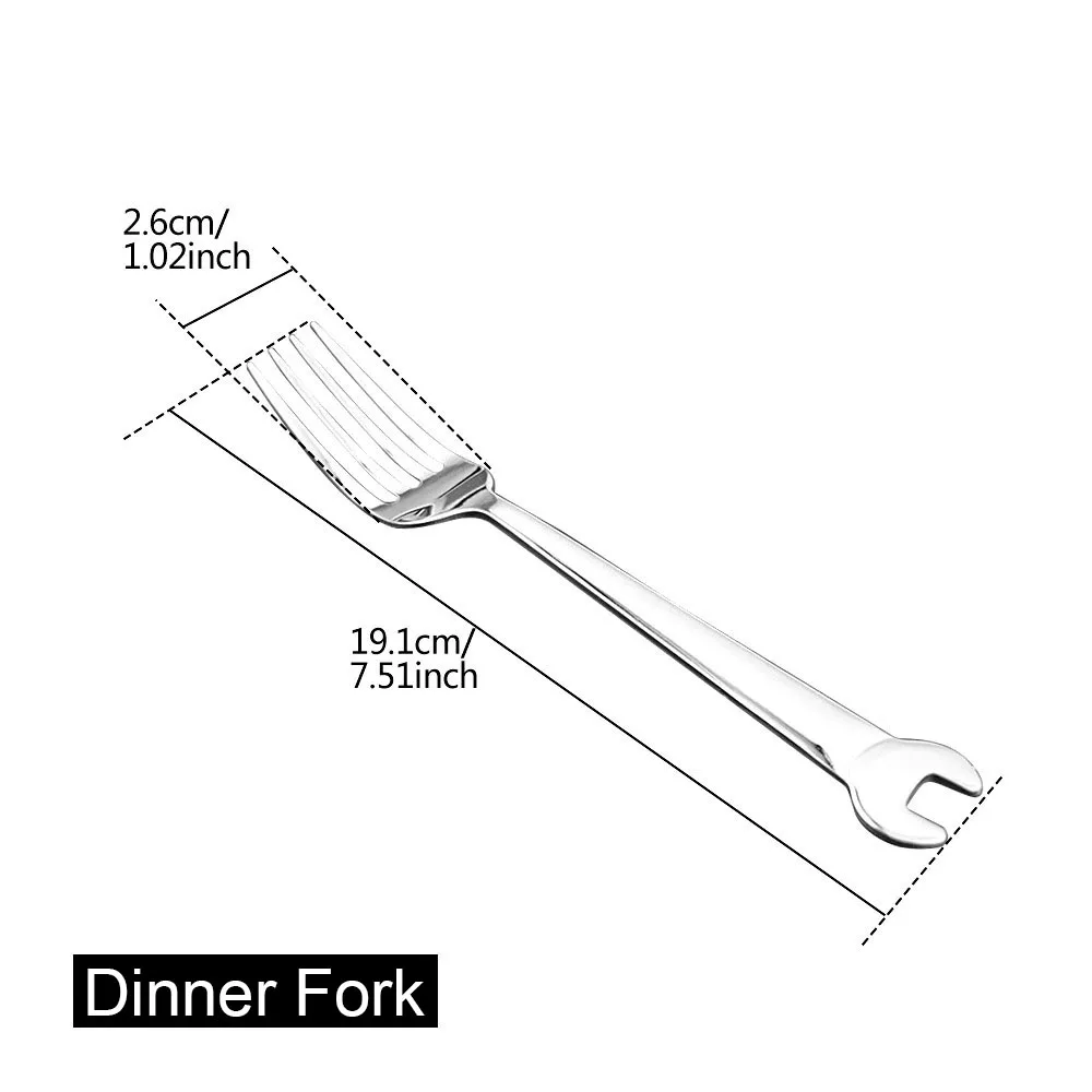 Dinner Fork Нержавеющая сталь творческий в форме гаечного ключа Набор посуды столовые приборы нож посуда кухонные аксессуары столовая вилка ложка Семейный Кемпинг - Цвет: Dinner Fork