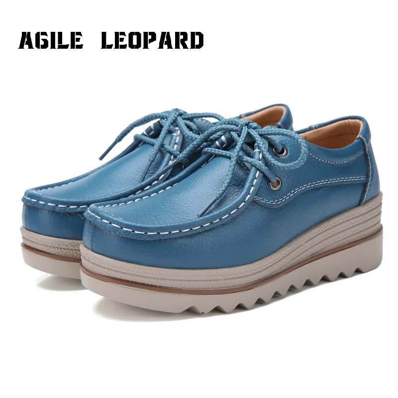 

2021 Spring and Autumn New Women's Flat Shoes Ladies Leather Platform Shoes Casual Retro Shoes Ladies Fashion All-match Shoes
