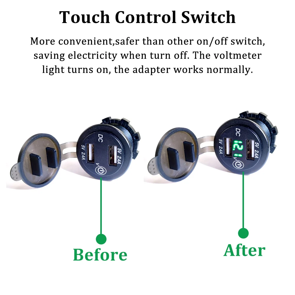 Светодиодный адаптер питания с двумя разъемами USB монитор напряжения сенсорным