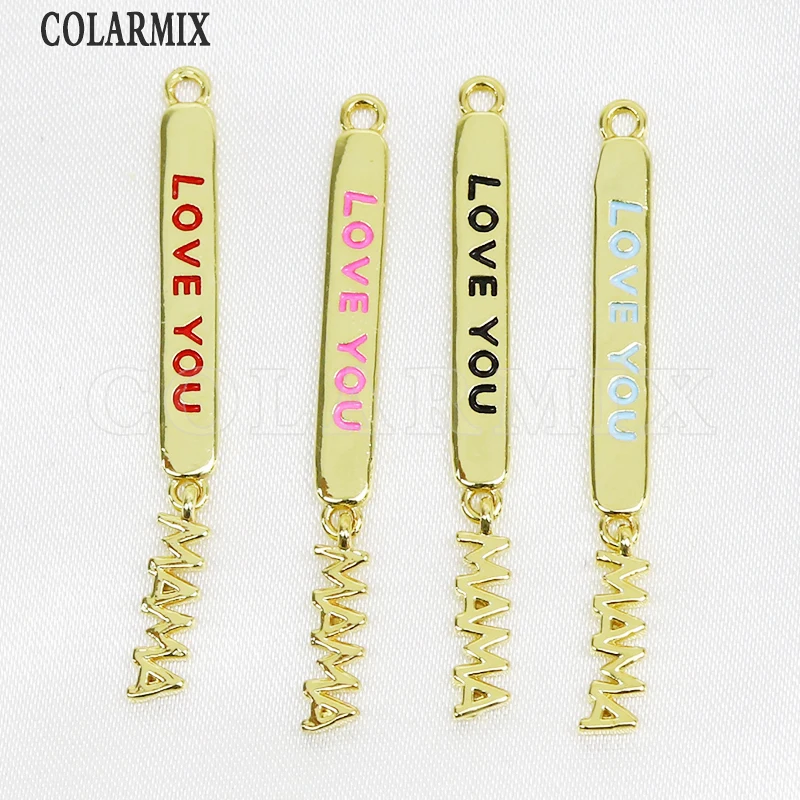 

12 Pcs Gold Plated Love you Mama Charms Enamel Gold color Jewelry Pendant accessories for jewelry Making Fashihon jewelry 7665