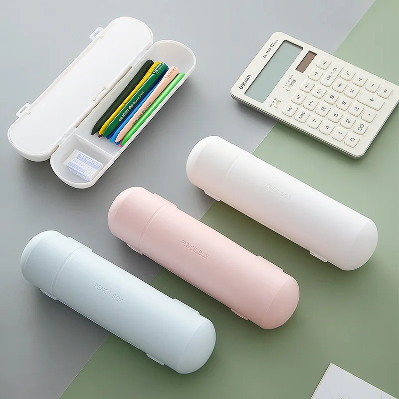 

Circular Double Layer Pencil Case Cute Plastic Pencil Box Pen Capsule Cute Case School Supplies Stationery Macaron Colors