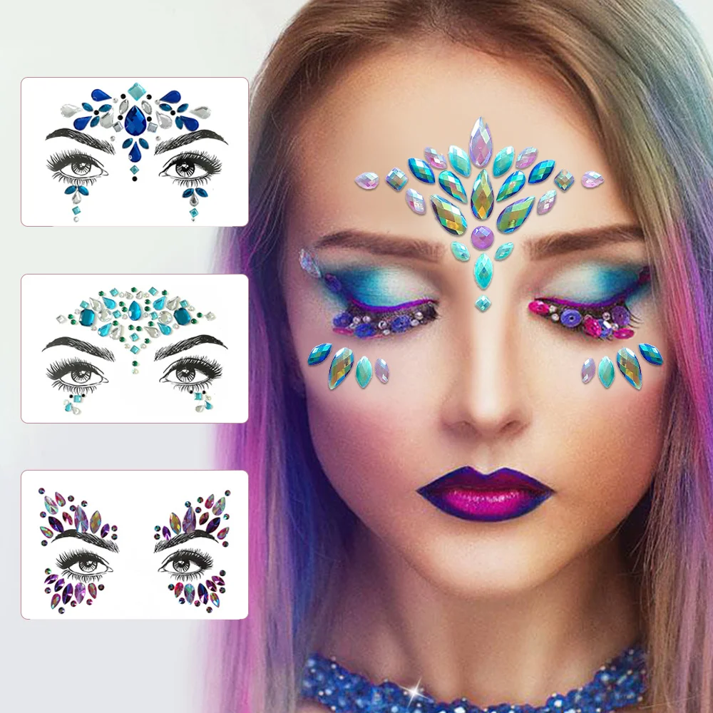 Временная татуировка бриллиантовые наклейки 3D акриловое волокно Сияющие