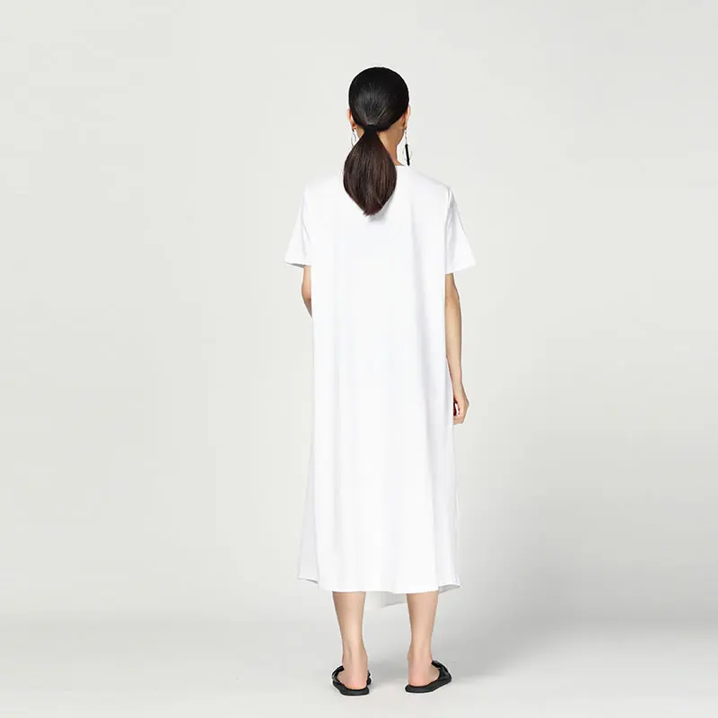 Женское асимметричное платье XITAO летнее свободное с круглым вырезом и коротким