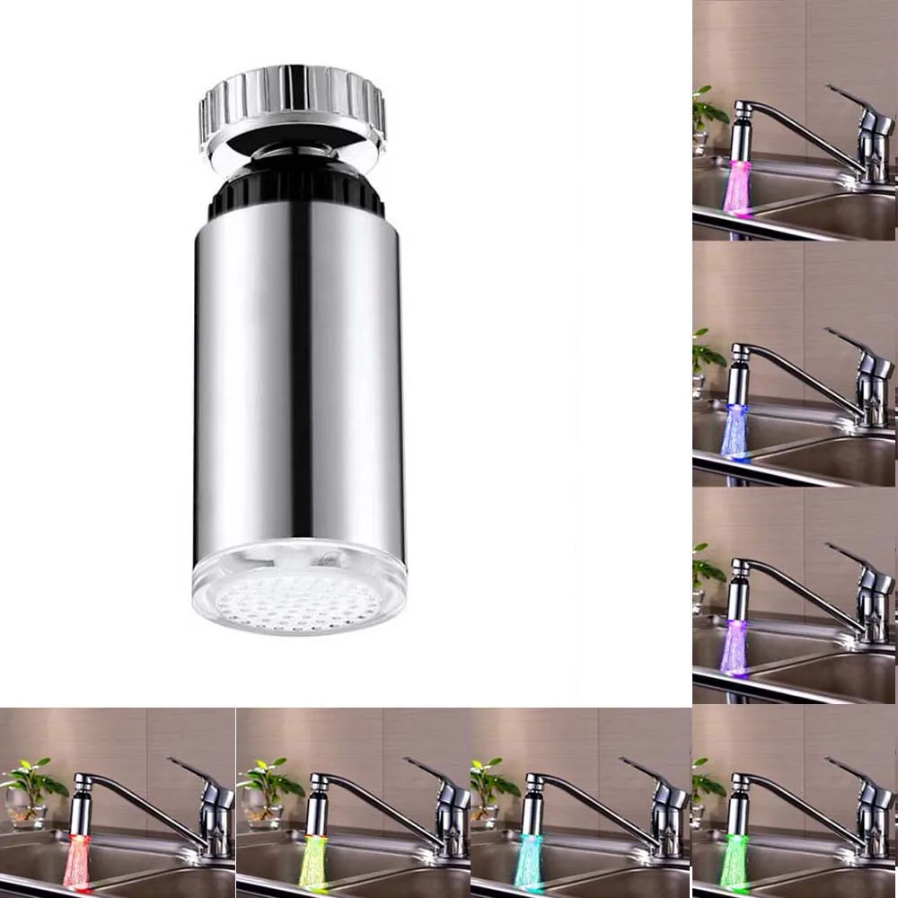 

Светодиодный кран для кухни, кухонный смеситель, 7 цветов светильник, распылитель, насадка для кухни, ванной комнаты