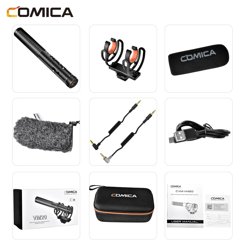 

COMICA CVM-VM20 Supercenter Pointing Capacitor Microphone for Canon EOS R5 R6 Sony zv1 A7s3 for iphone 12 pro max huawei p40 pro