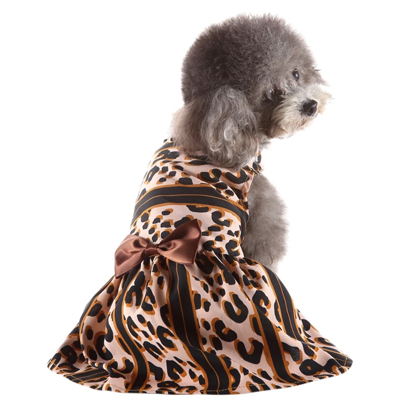 Сексуальное платье с леопардовым принтом и круглым вырезом для собак Одежда