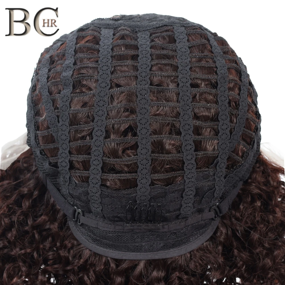 BCHR короткий кудрявый афро 13*4 парик фронта шнурка коричневый черный 2 цвета синтетические парики для женщин