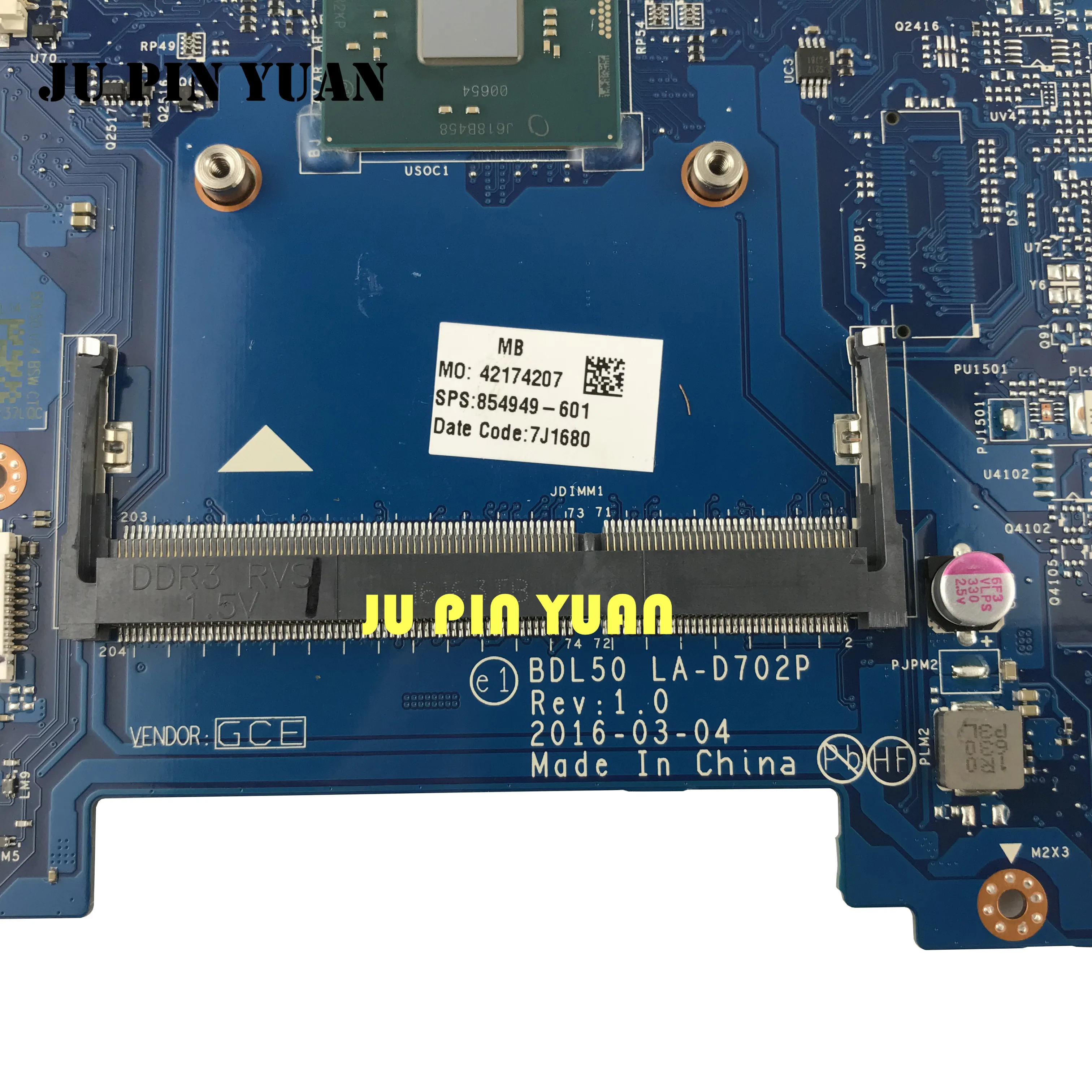 854949 601 bdl50 la d702p for hp notebook 15 ay series motherboard 854949 501 854949 001 all functions fully tested free global shipping