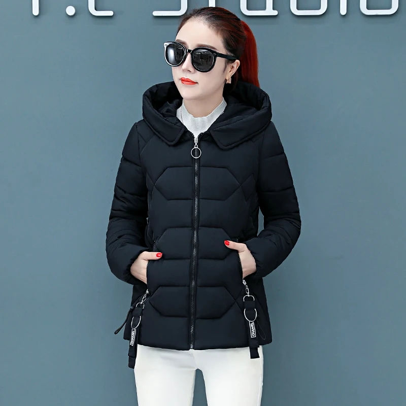 Женская зимняя куртка 2020 размера плюс с капюшоном парка однотонная тонкая
