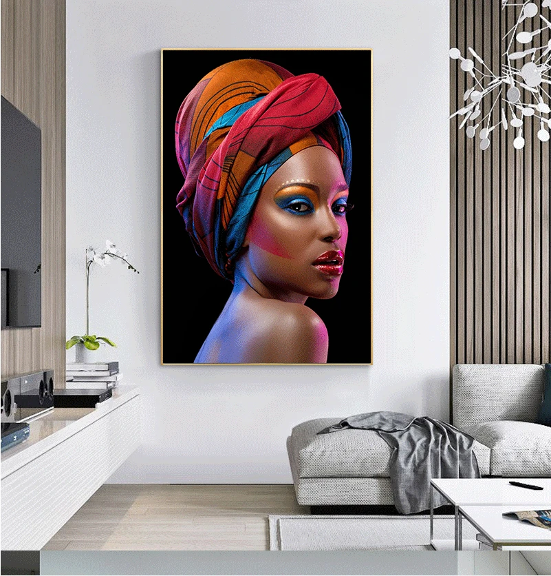 

Modern Art Canvas Painting African Black Woman Posters and Prints Scandinavian Wall Art Pictures For Living Room Home Decoration