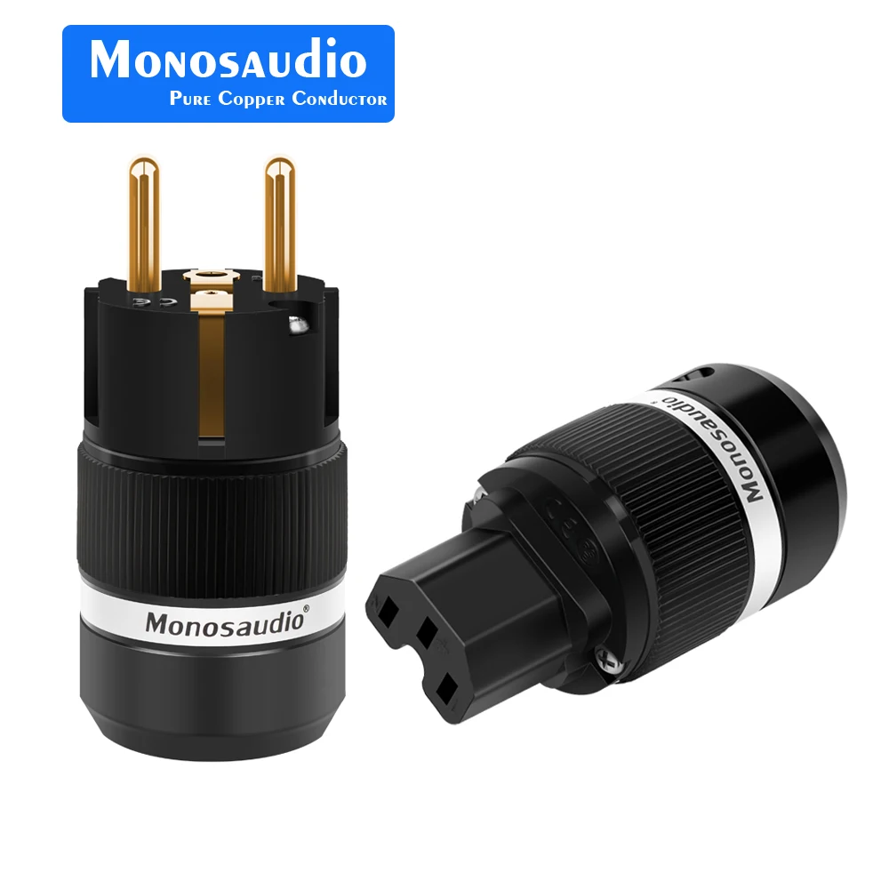 Monosaudio E100G/F100G 99.99% чистая медь 24K позолоченный штекер питания Schuko разъем IEC Женский