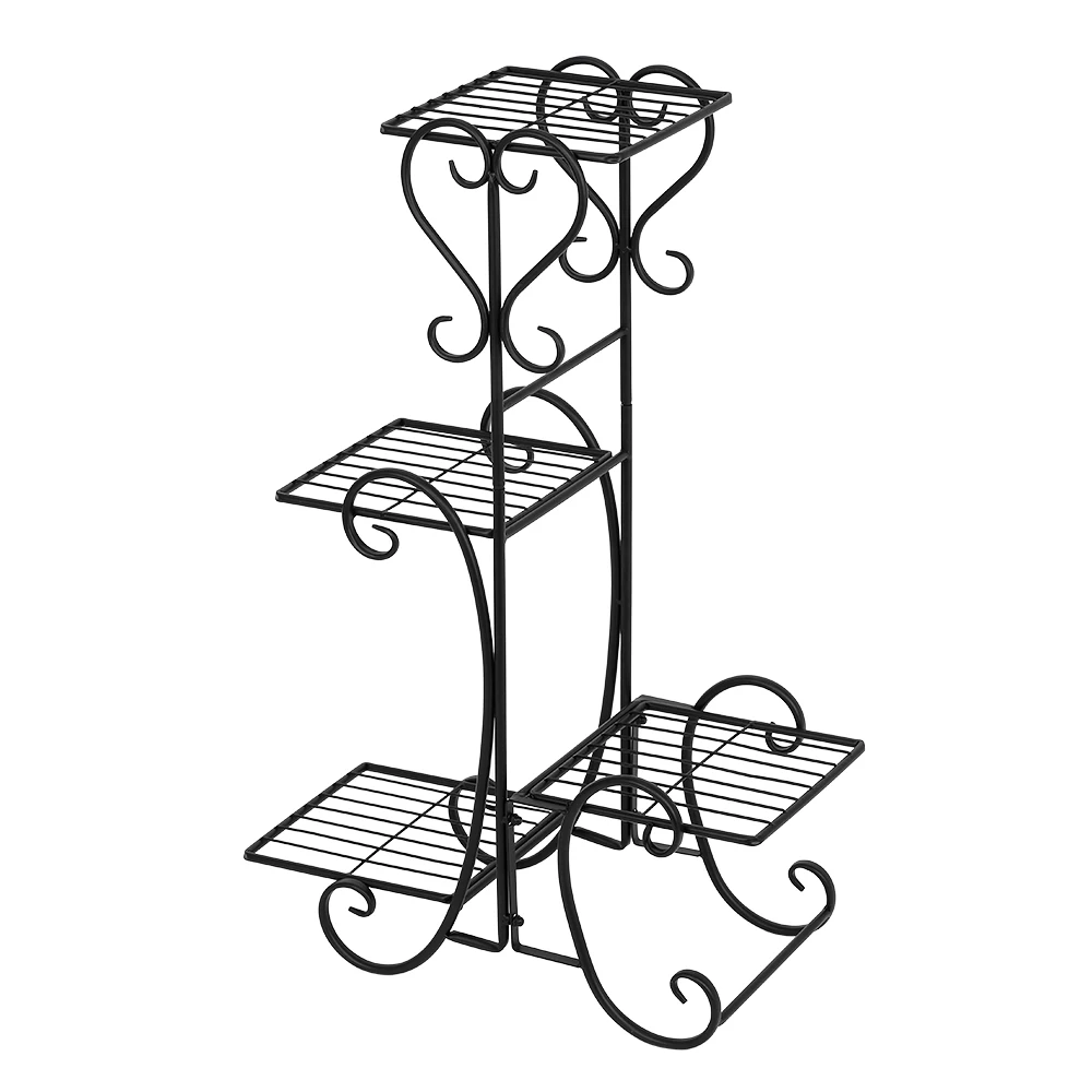 

1 Pcs Potted Square Flower Metal Shelves Plant Pot Stand Decoration for Indoor Outdoor Garden Black