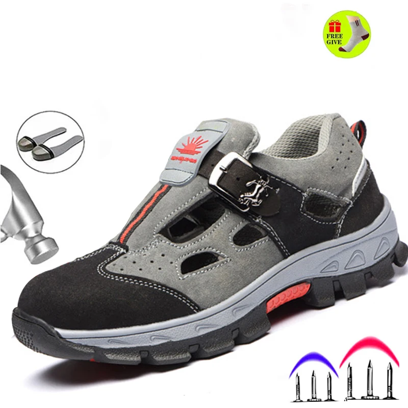 Мужские повседневные кроссовки воздухопроницаемые рабочие ботинки со стальным
