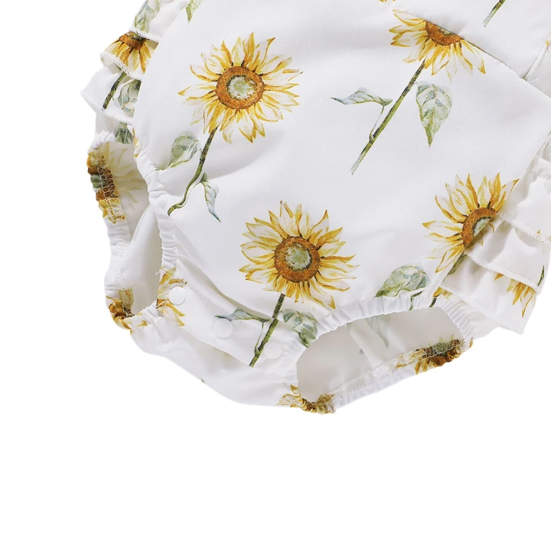 

Baby Girls Rompers Sumemr Floral Flying Sleeves Clothes Newborn Baby Bodysuit with Bow Headwear Clothing Set 0-12M