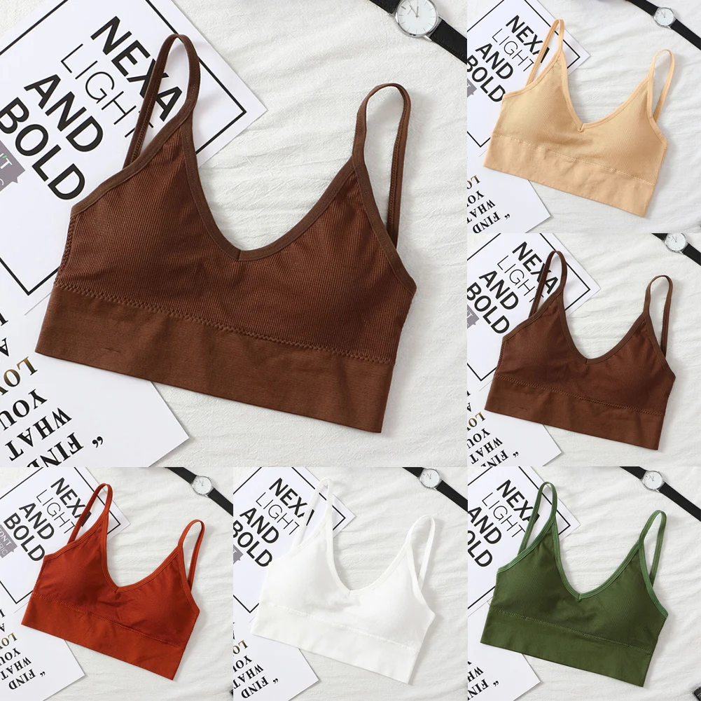 

New Women Solid Casual Tank Tops Bustier Bra Vest Crop Tops Bralette Singlet Shirts 8 Colors